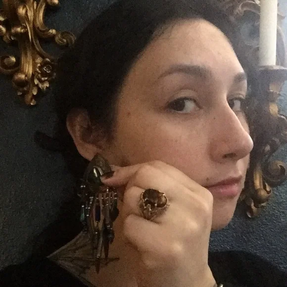 Huge Vintage Tabra Multi-gemstone Earrings 14k gold filled - Picture 8 of 9